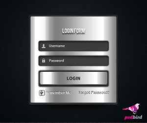 Metalic login form PSD