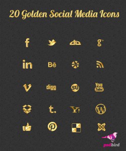 gold color social media icon PSD