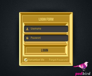 Free Golden Login Register Form PSD