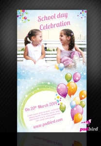 free school day celebration invitation card psd