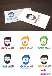 Free Nerd Geek Man Logo Template PSD