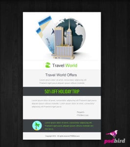 Free Email Template Design PSD - Travel World