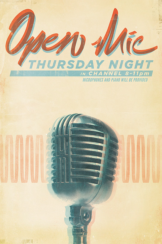 open mic poster by Christopher Gulczynski