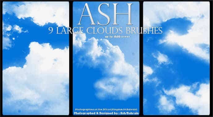 Nine large Photoshop Cloud Brushes By iAiisha