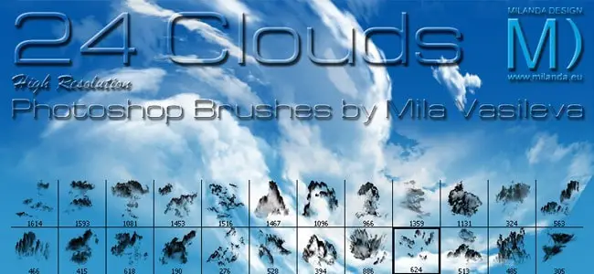 Mila Vasileva's 24 High-Resolution Photoshop Clouds Brushes