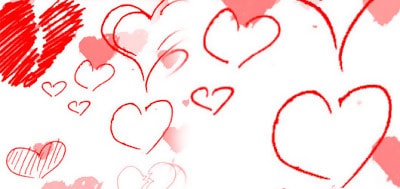 Free-Hand PS Heart Brushes Photoshop