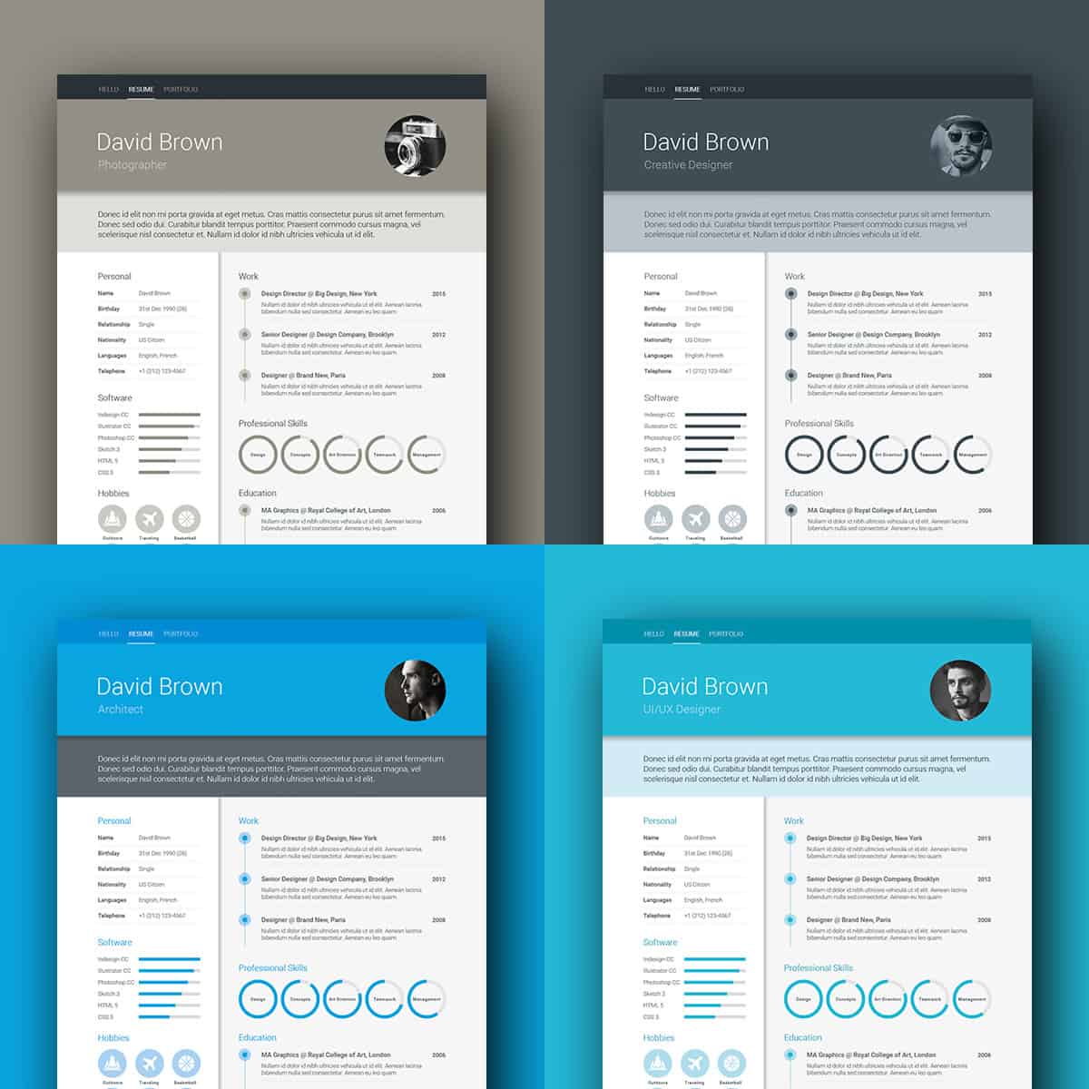 Grey Color Material Design Resume