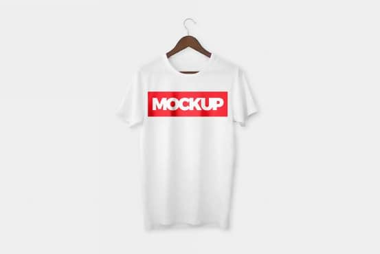 Free Hanging White T-Shirt PSD Template
