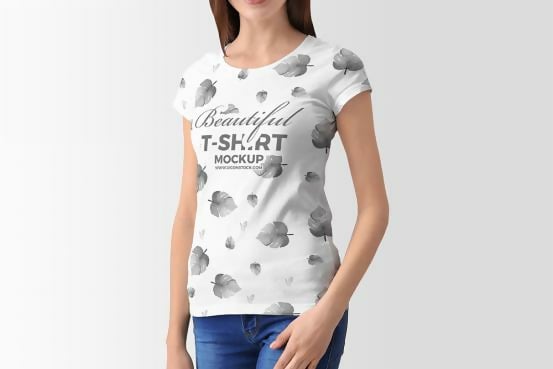 Trendy Free Women T-shirt PSD Template
