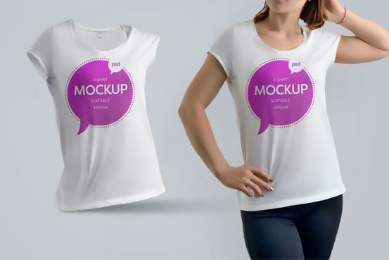 Free Woman T-shirt Template PSD