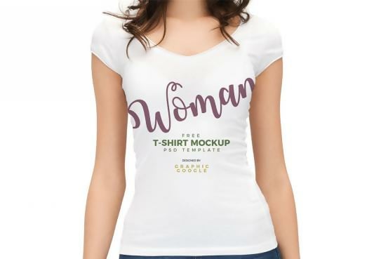 Woman Wearing White T-Shirt Free Template