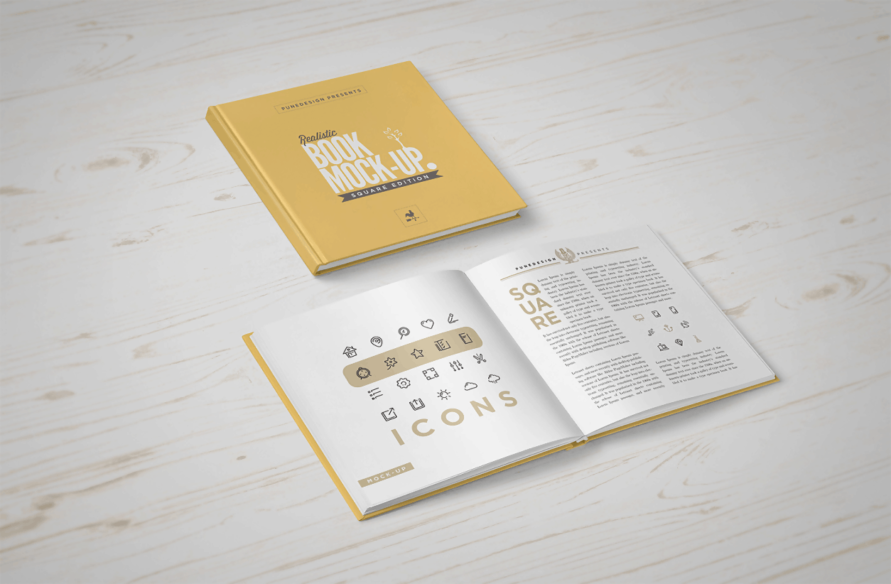 Square Book Mockup