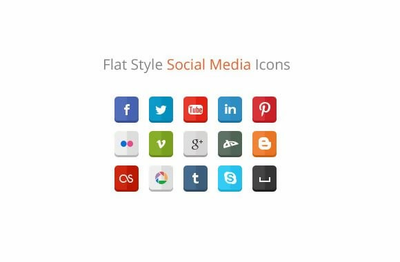 Flat Style Social Media Icons 