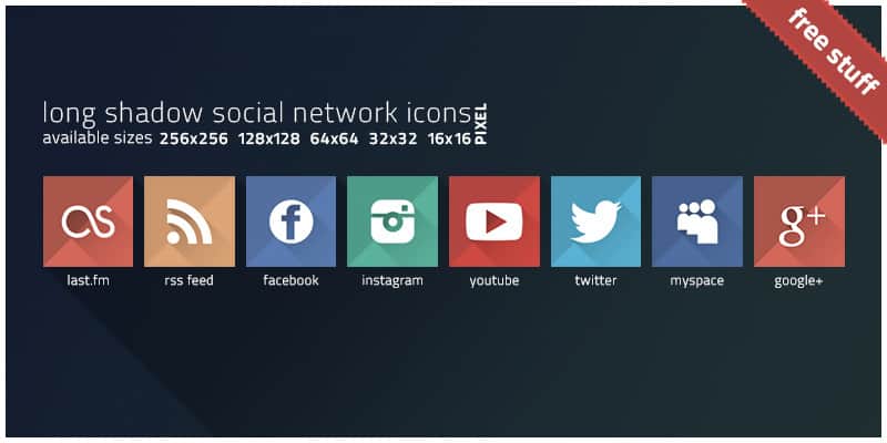 Long Shadow Social Network Icons 