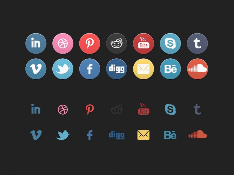 Old School Social Icon Set 