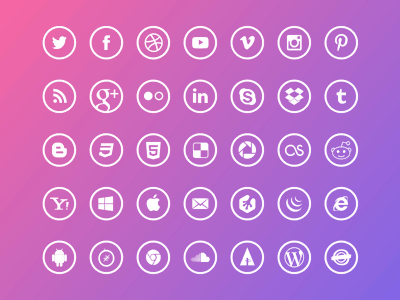 Outline Social Icons (35 Sketch Format Icons)