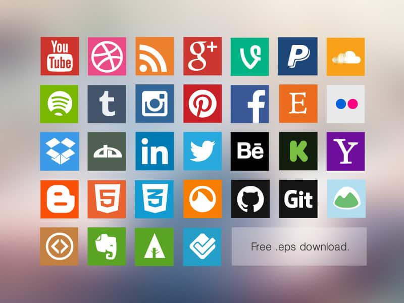 Flat Social Media Icon Set 