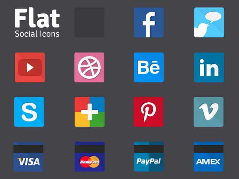 14 PSD Flat Social Icons 