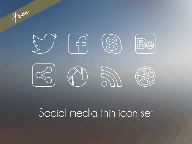 Social Media Thin Icon Set 