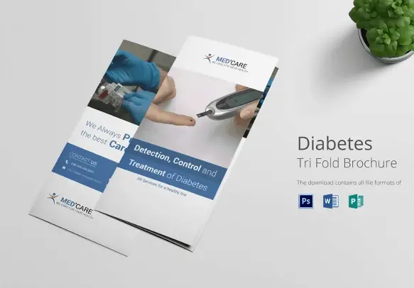 Diabetes Brochure Tri-Fold Photoshop Template