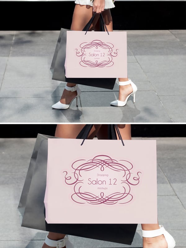 Free Shopping Bag Mockup with Model