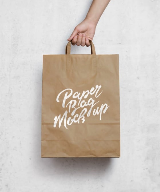 Free Brown Paper Shopping Bag MockUp