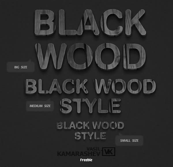 Black Wood Text Style 3D