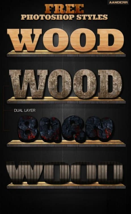 4 Photoshop Wood Styles