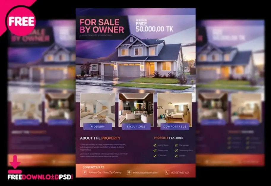 Free Property and Real Estate Flyer Template PSD