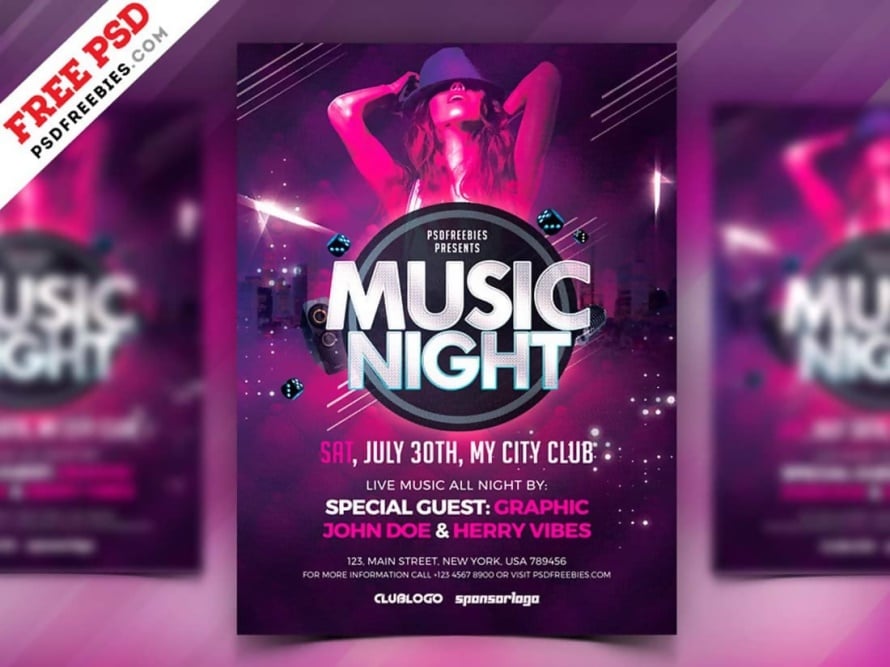 PSD Party Flyer Template - Music Night Theme