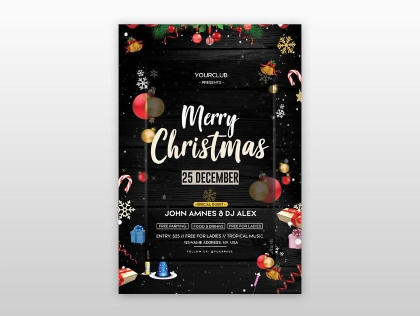 Free PSD Flyer - Christmas Event Theme Template