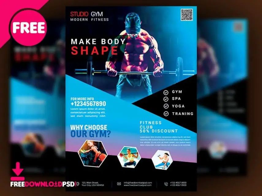PSD Flyer Gym and Fitness Theme Template