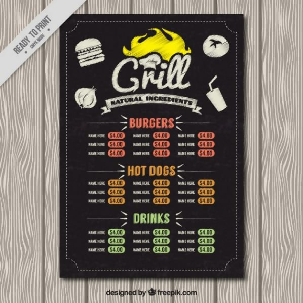 Free Grill Menu in Blackboard