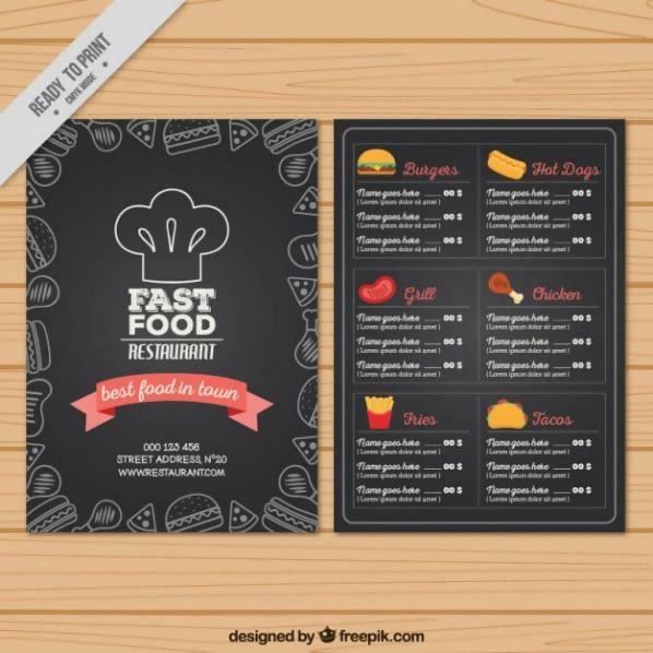 Free Hand-Drawn Fast Food Menu