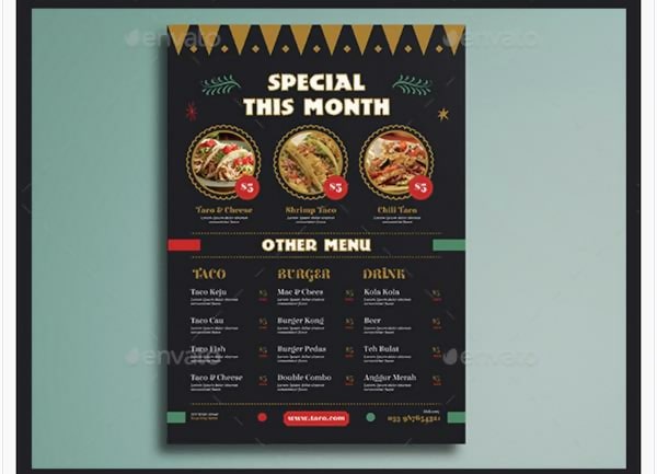 Mexican Food Flyer Menu Template 