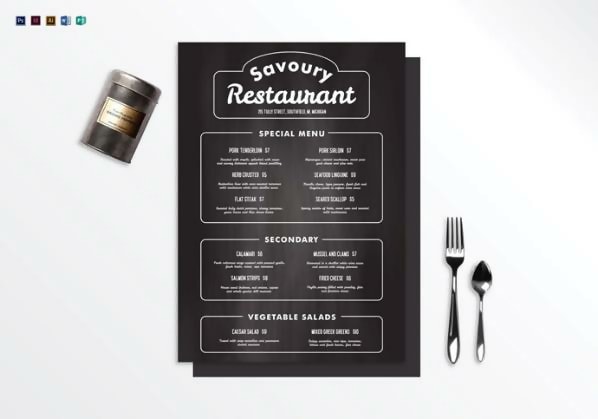 Free Chalkboard Restaurant Menu Template