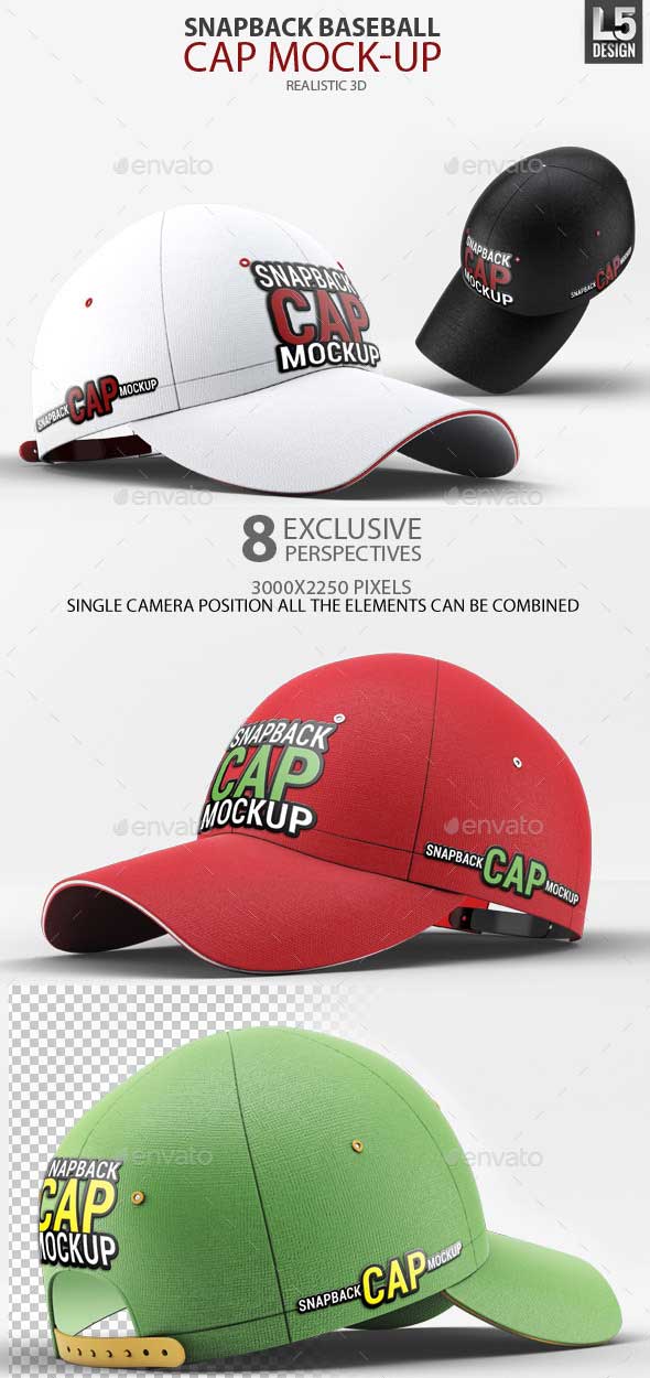 Snapback Baseball Cap Mock-Up PSD