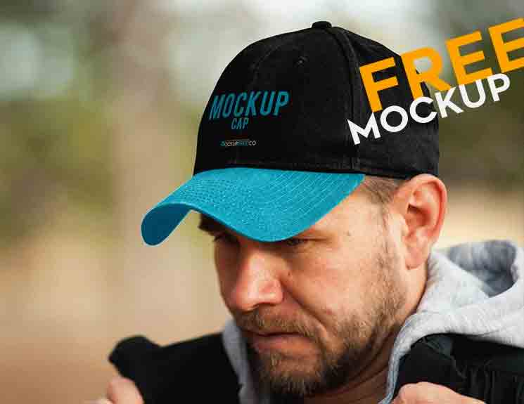 Black and Blue Baseball Cap Mock-Up PSD