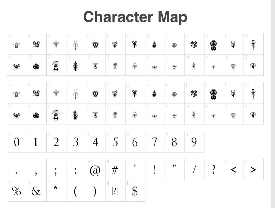Abstract Alien Symbols Fonts